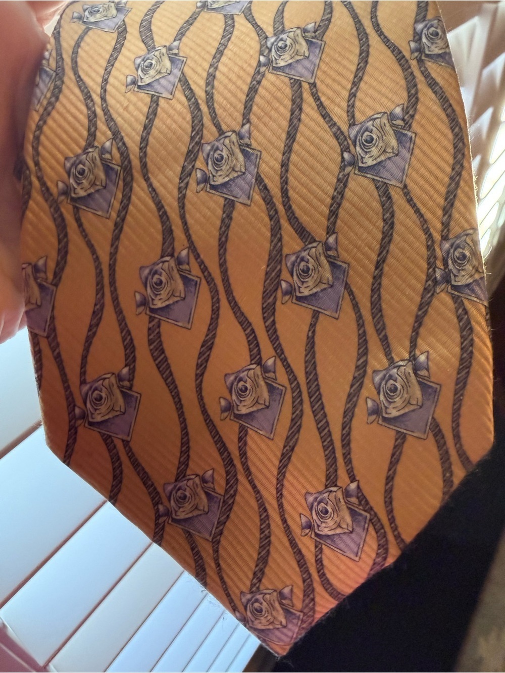 Valentino Tie vintage hard candy abstract print yellow gold 100% silk